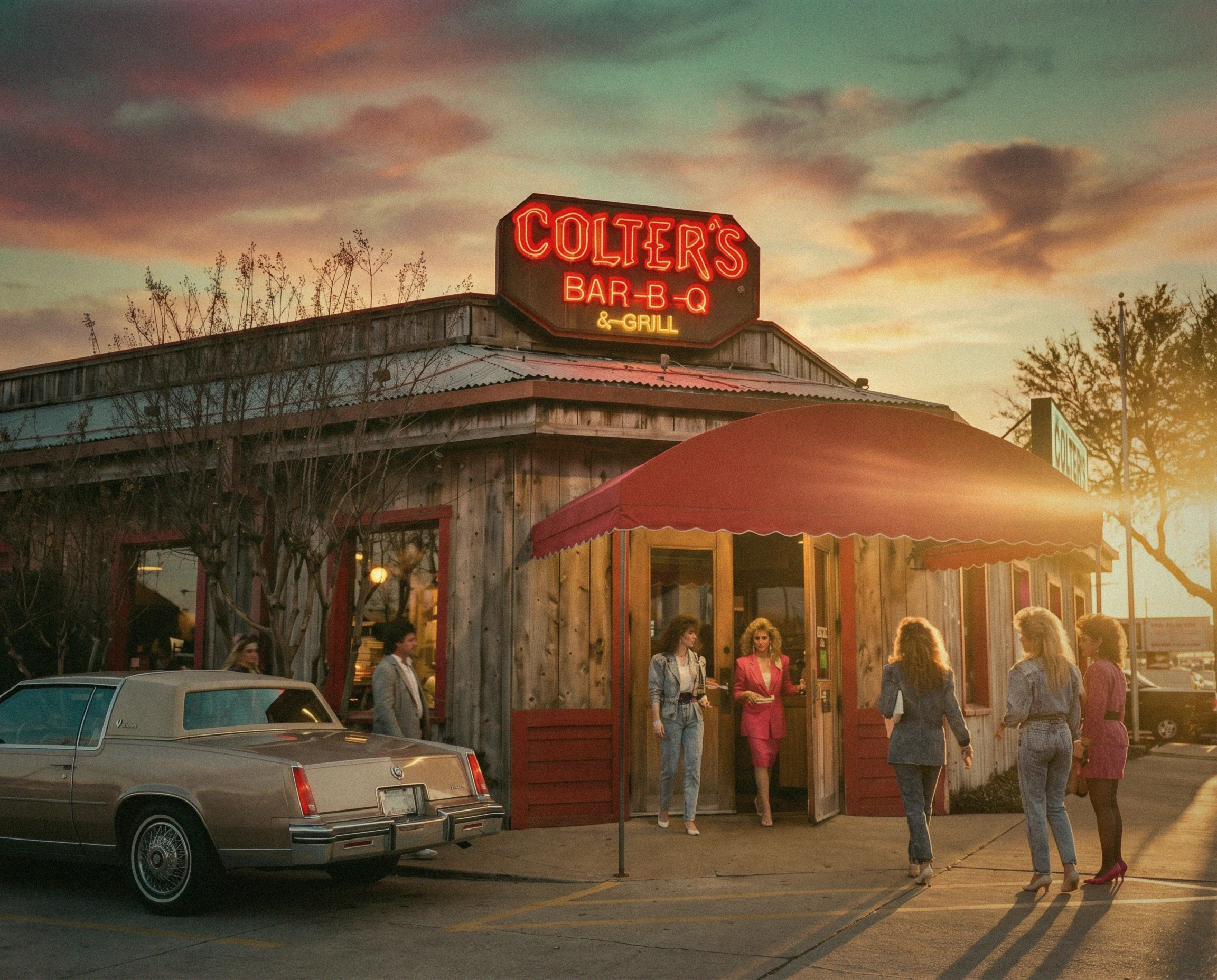 Colter's Bar-B-Q restaurant exterior, circa late 1980s